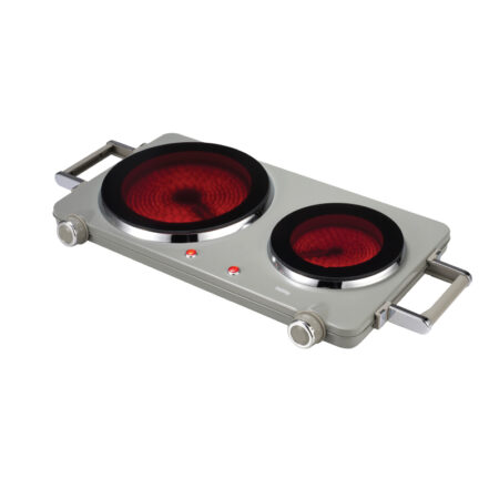 ΚΕΡΑΜΙΚΗ ΕΣΤΙΑ ΔΙΠΛΗ HCP-40436 ΗΟΒΒΥ 22CM+16.5CM ΔΙΑΜ 2500W ΓΚΡΙ